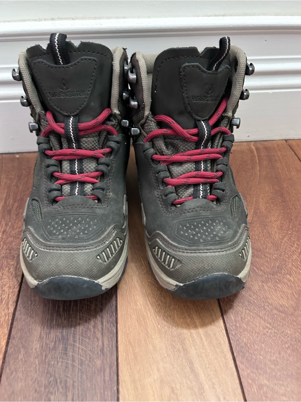 Vasque Kids Gray Hiking Boots with red Laces